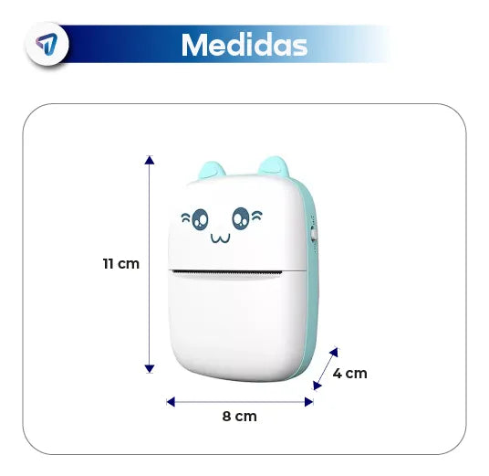 Mini Impresora Térmica Portátil Bluetooth Waggs Celeste 57mm
