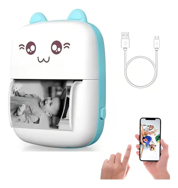 Mini Impresora Térmica Portátil Bluetooth Waggs Celeste 57mm